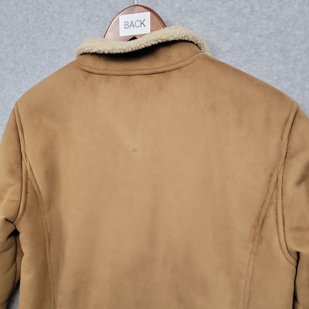 Vtg LL Bean Sherpa Lined Womens Faux Suede Shearling Jacket Coat Tan Brown Sz M - Picture 6 of 15